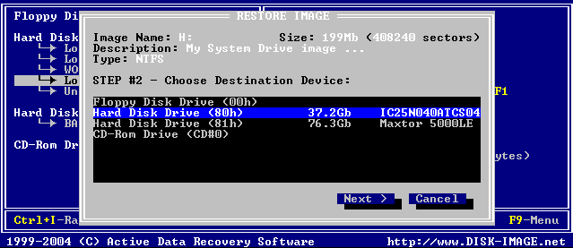 Restoring a disk image of a Hard Disk Drive