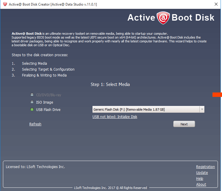 Active@ Boot Disk and killdisk software