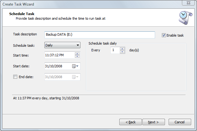Disk Image: Scheduling a Task