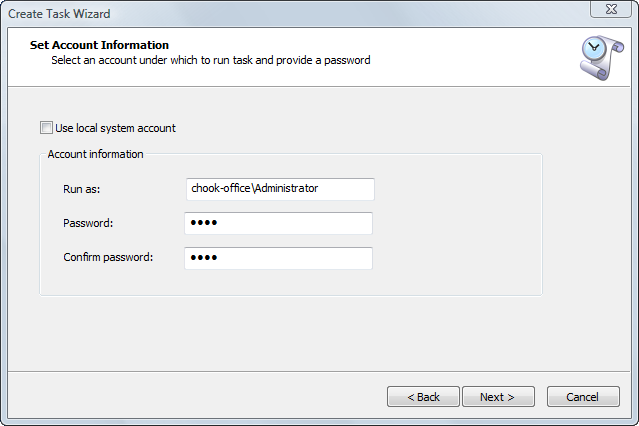 Disk Image: Set Account Information