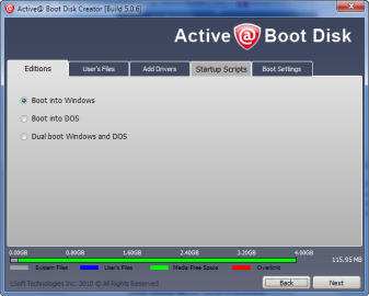 Disk Imge software. Active@ Boot Disk Options