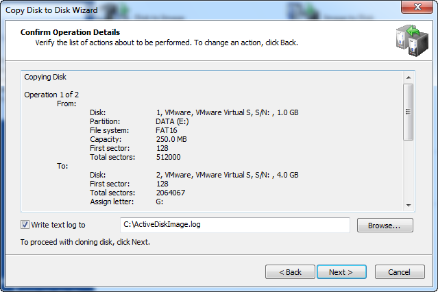 Disk Image.Confirm Operation Details