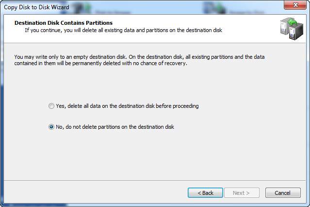 Disk Image.Destination Disk Contains Partitions