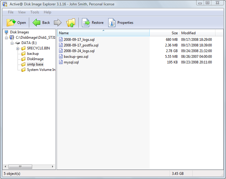 Disk Image software: Explorer
