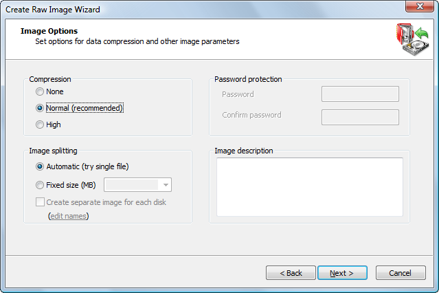 Create Raw Image Wizard