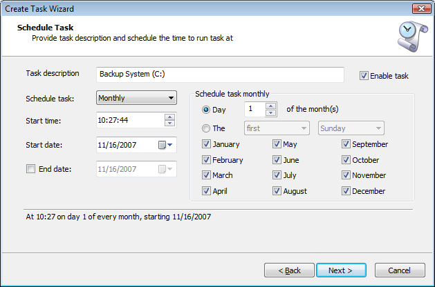 Tarefa de backup de agendamento